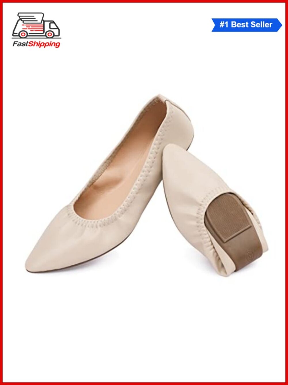 Faux Leather Ballet Flats Slip On Foldable Portable Travel Shoes